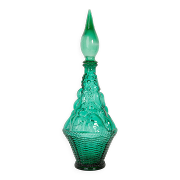 Carafe Génie en Verre Vert avec Bouchon, Italie, années 1960
