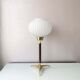 Mid Century tripod table lamp with pleated glass shade