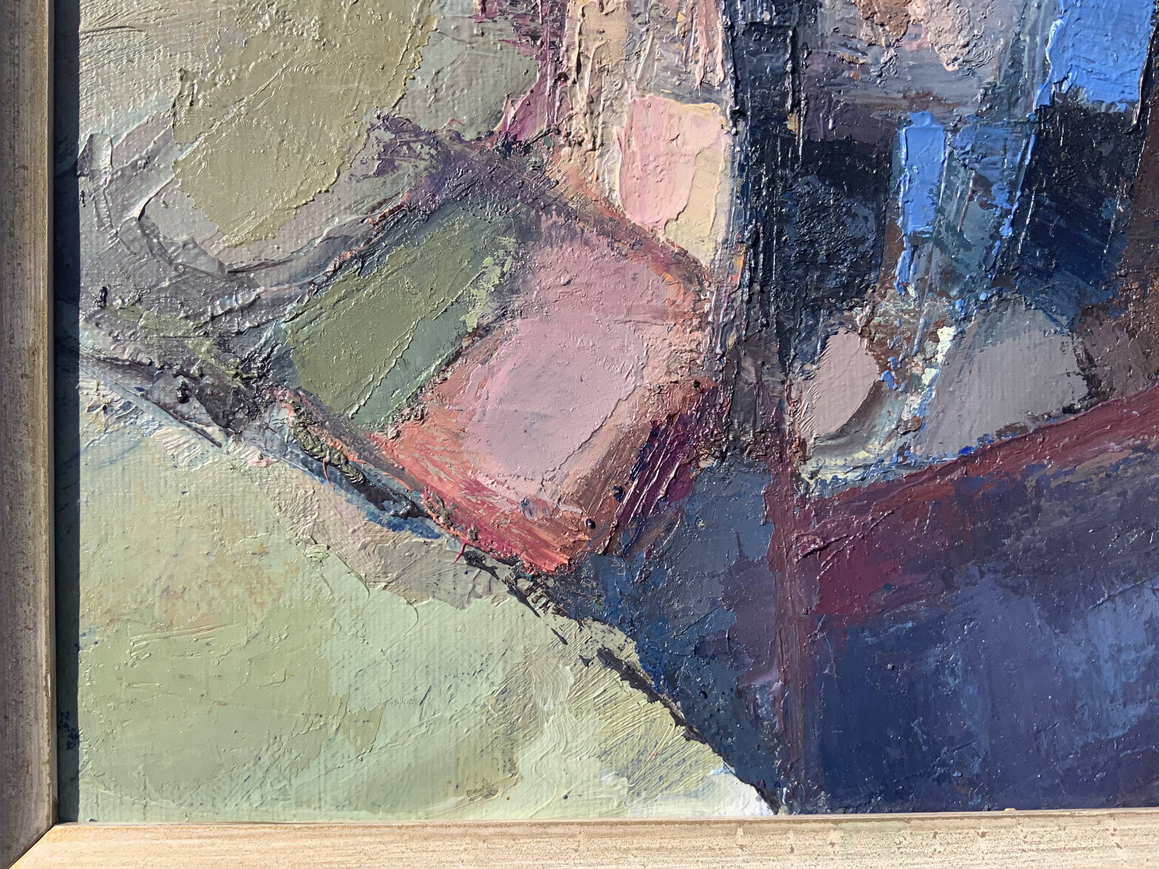 Vintage Modernist Swedish School Abstract Oil Painting