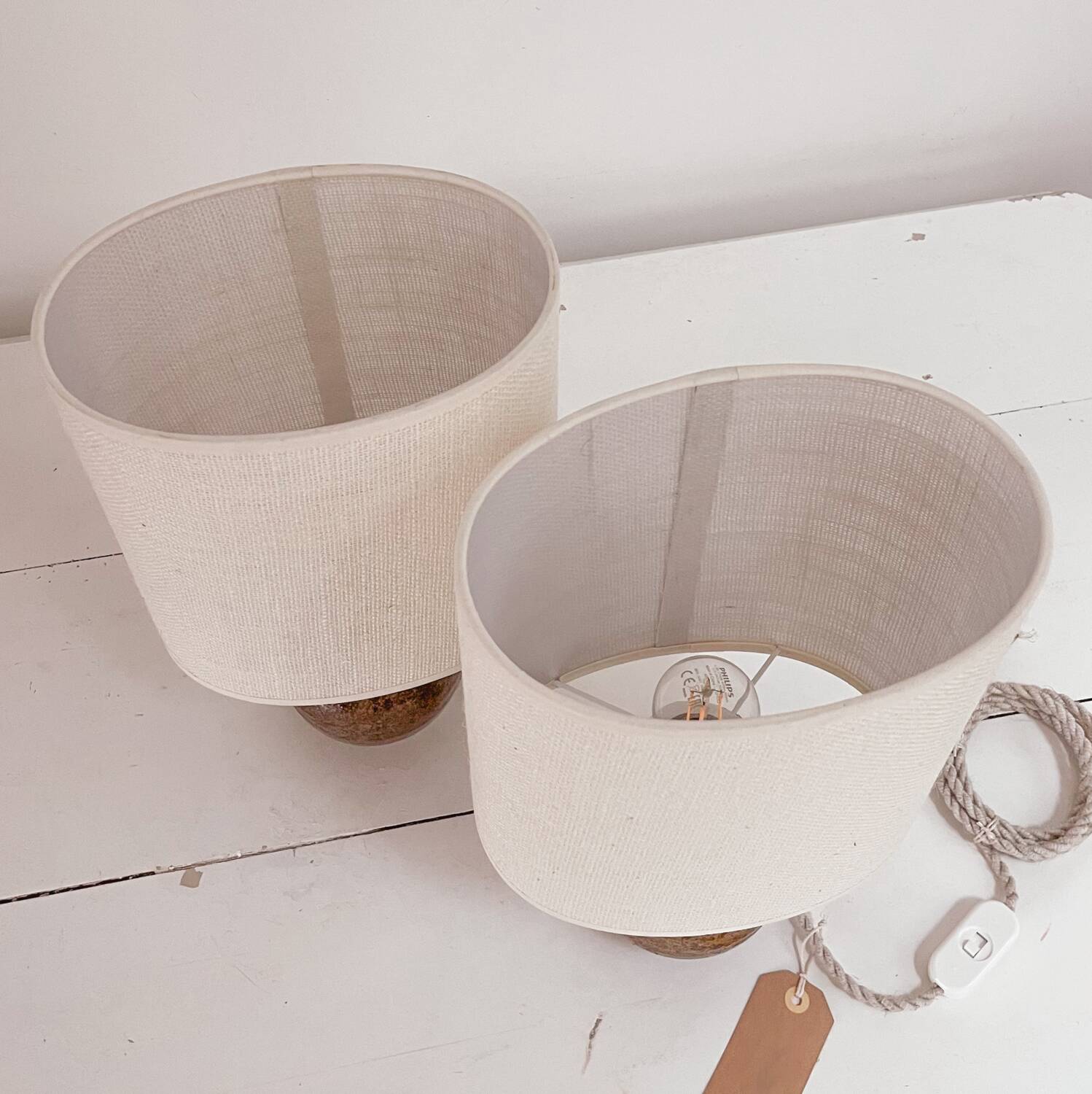 Duo sandstone bedside lamps