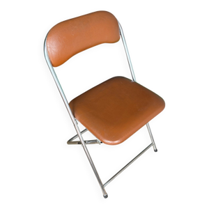 Chaise pliante marron - vinyle