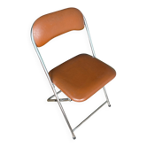 Brown folding chair in vinyl and steel