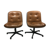 Paire de chaises de bureau pivotante Conforto cuir