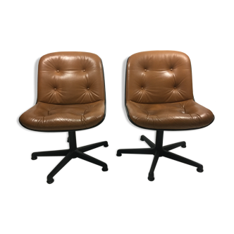 Paire de chaises de bureau pivotante Conforto cuir