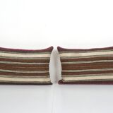 Kilim pillow cases made from a vintage anatolian handwoven textile - matching oblong lumbar brown