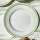 6 Assiettes plates vintage Française Orchies "VILLARS" 1950 blanche verte dorée