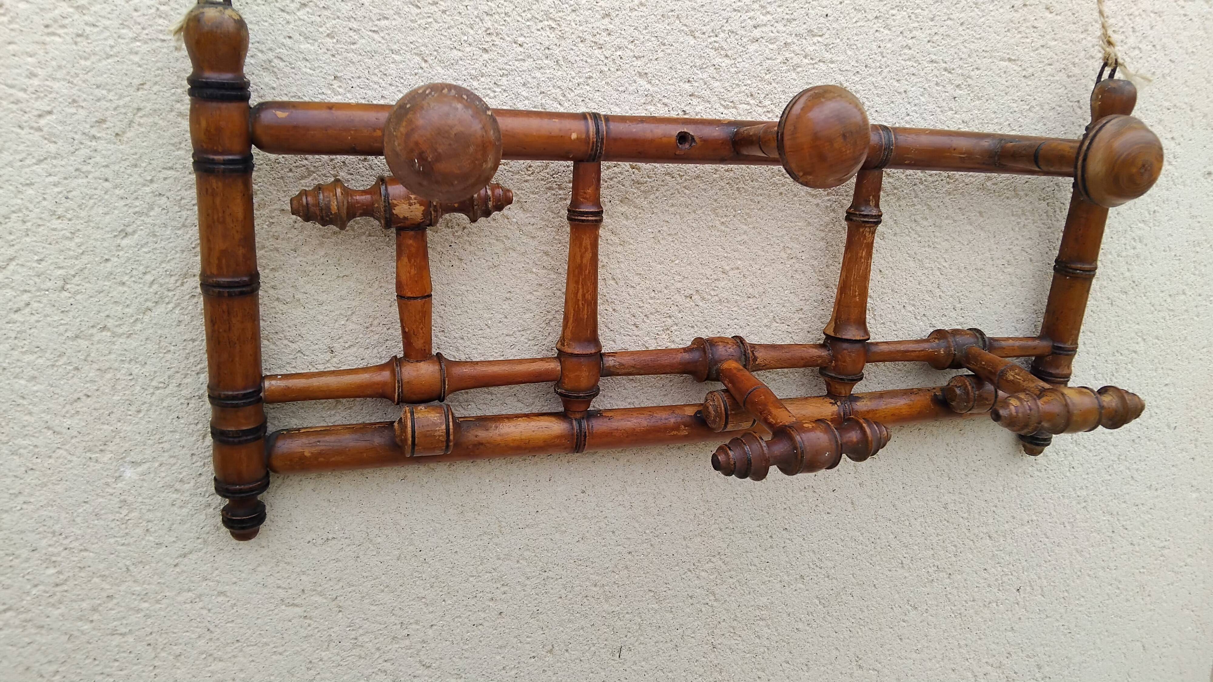 Antique wall coat rack imitation vintage bamboo