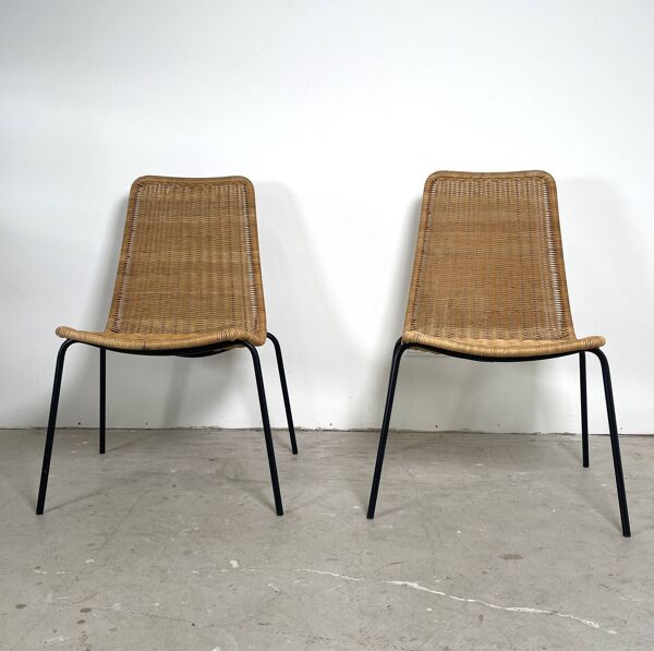 Ensemble de 2 chaises en panier, Gian Franco Legler
