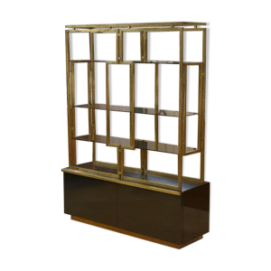 Étagère en laiton, - bois verre