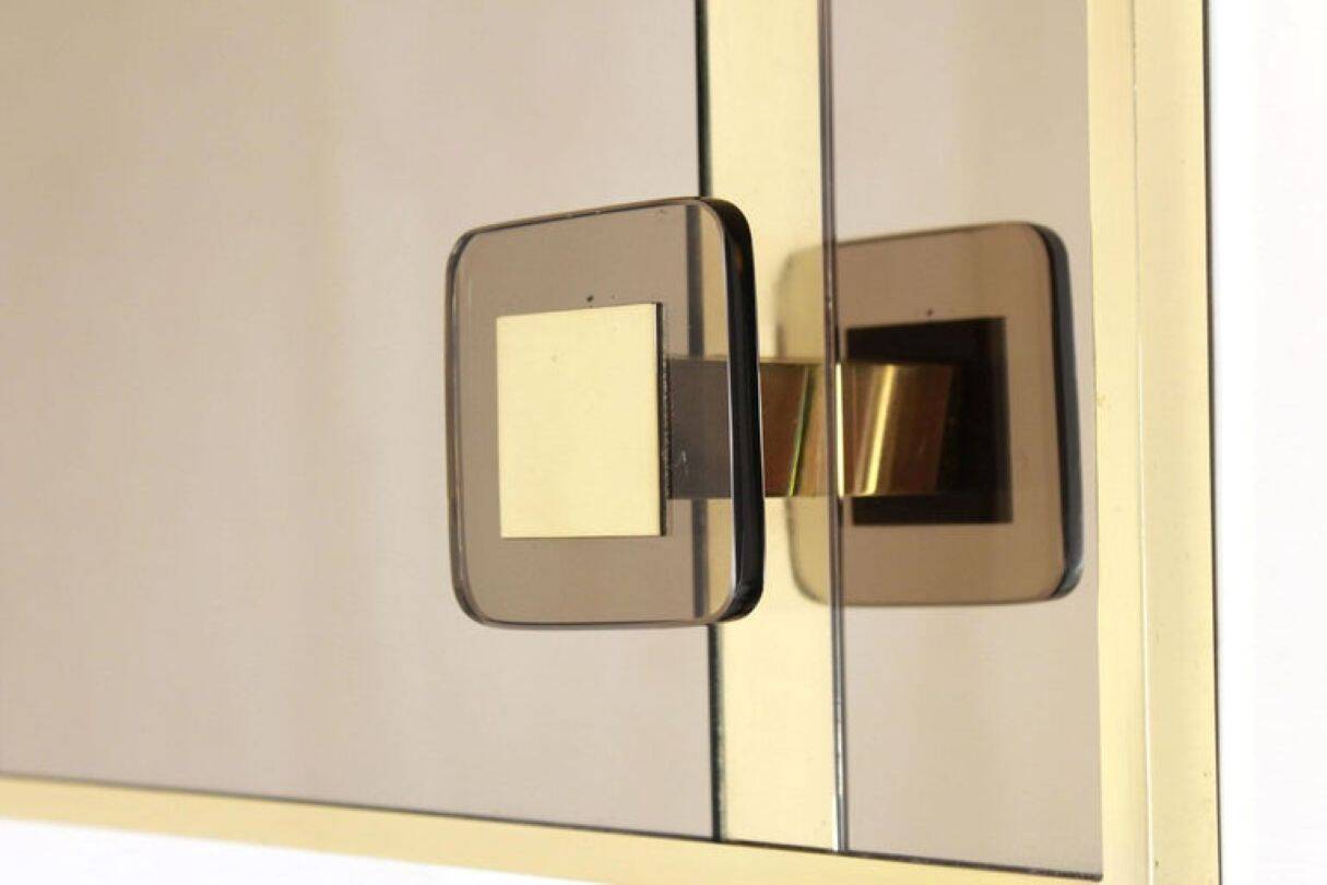 Regency Style Brass and Glass Coat Rack, Italy 1970s