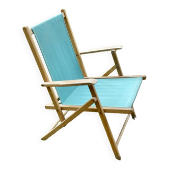 Vintage folding armchair 1960 - Canvas garden chair