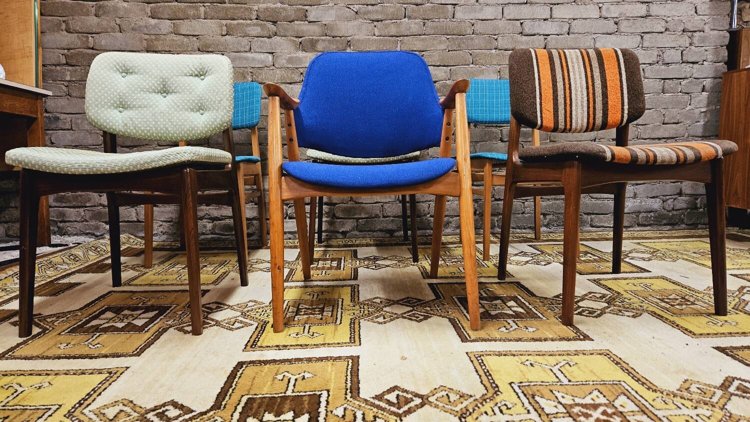 Set of 6 mismatched 1960s Scandinavian chairs