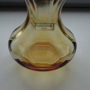 Crystal vase Saint Louis venetian amber orange ribs signed