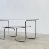 1980s 2-tier chrome coffee table