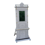 1900s coat rack patina gray mirror brass hooks