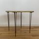 End table in gold metal, white marble top. 60s