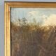 Old painting of a landscape with a river, oil on canvas, 19th century.