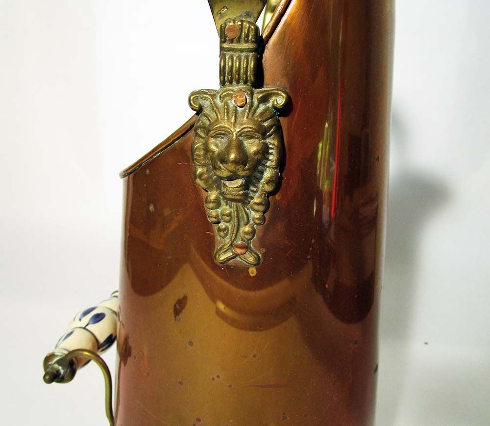 Copper and brass coal bucket
