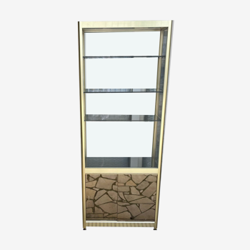 Designer shelf in smoked glass and metal