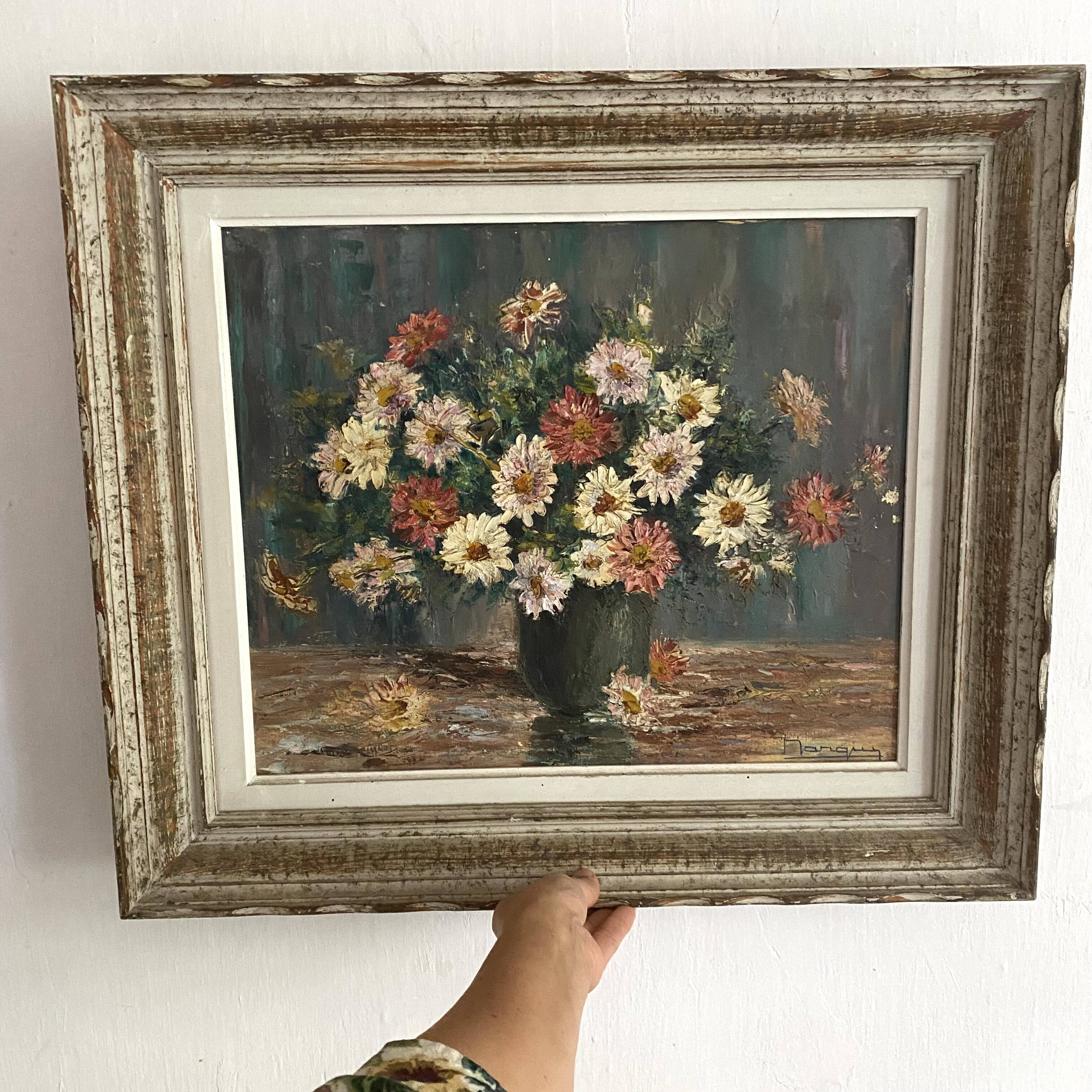 Oil on canvas, still life bouquet of flowers