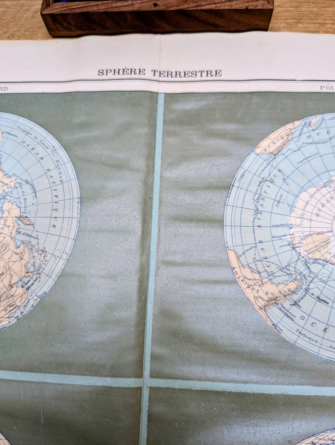 Sphère Terrestre, carte originale imprimée en 1907.