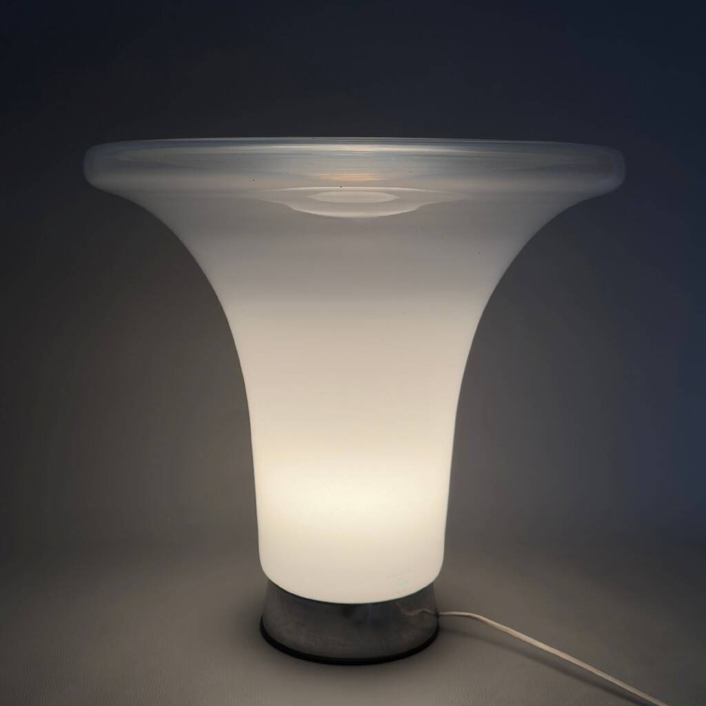 Vistosi large table lamp Murano opal glass Space Age design 1970s