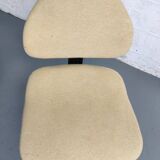 Pair of vintage chrome office chairs and beige fabric circa 70