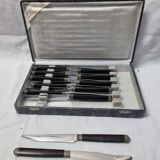 12 horn & silver knives