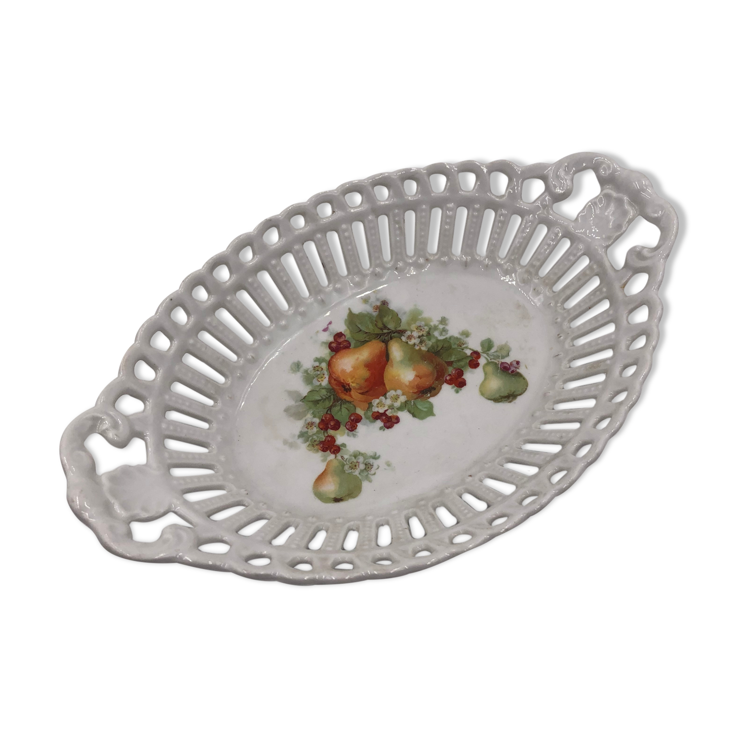 Bread basket or vintage fruit openwork porcelain
