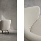 Low Mid-Century Scandinavian Modern Oak & Fabric Armchair with Rounded Back