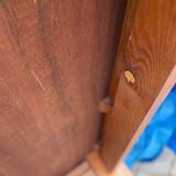 Vintage coffee table in solid elm from the 1970s.