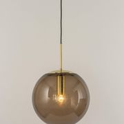 Large smoked glass ball pendant by Limburg in brass, Germany, 1970s.