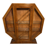 Art Deco Vintage Brocante Walnut Hexagonal Display Cabinet – 1920–1930