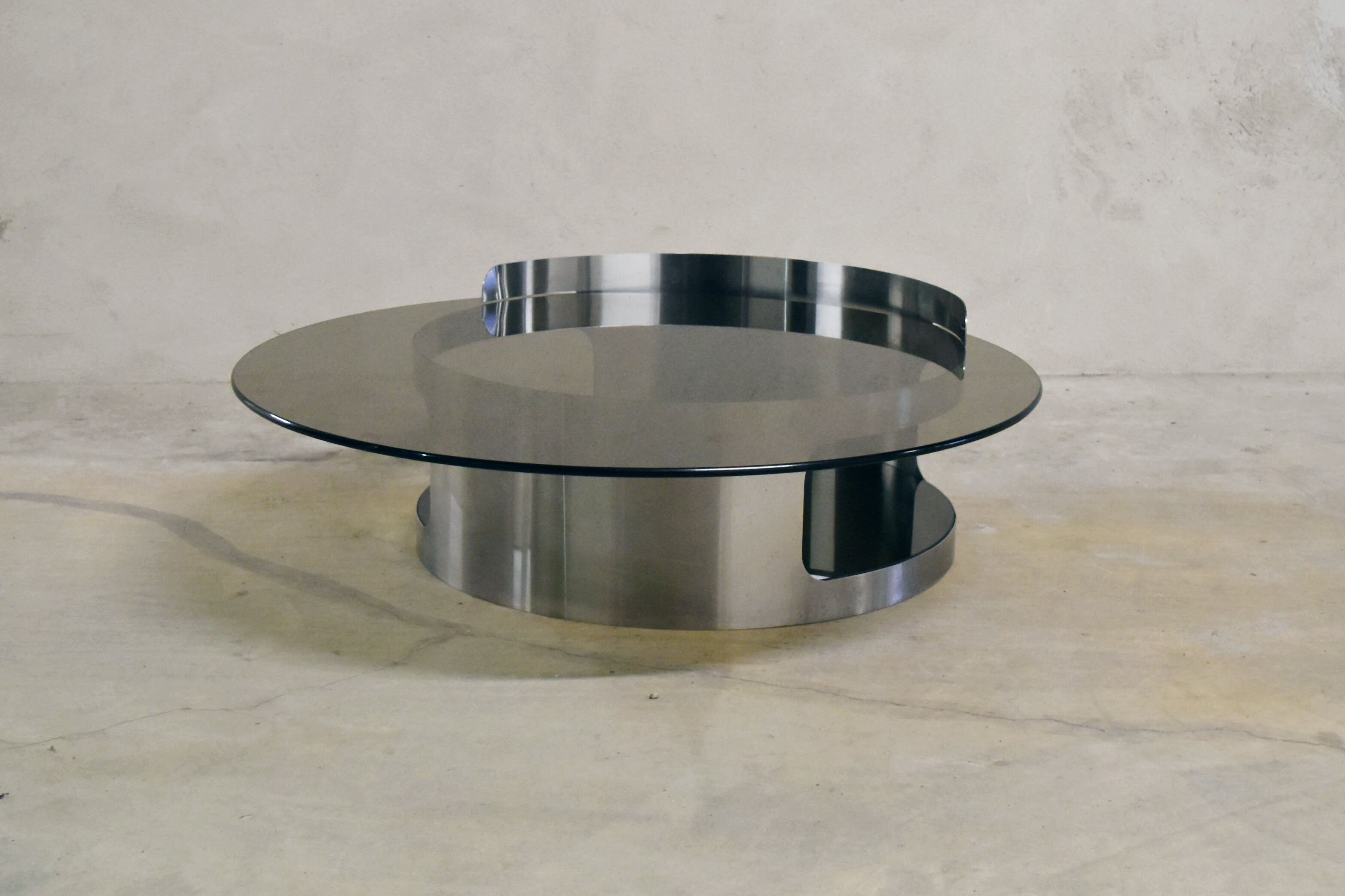 70s brushed steel coffee table