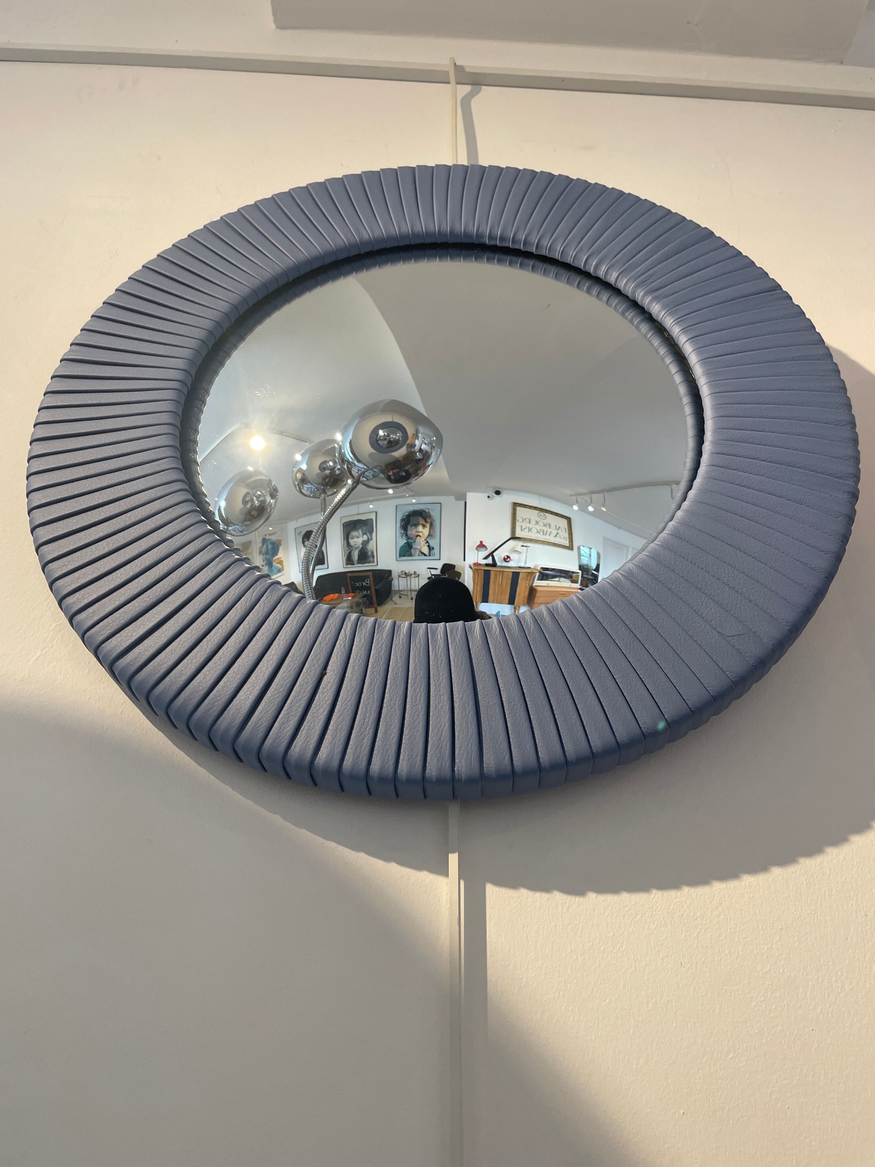 Poltrona Frau pleated leather mirror