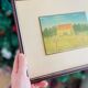 Wood framing fabric and vintage naif campaign décor
