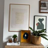 Abstract painting with vintage gilded frame