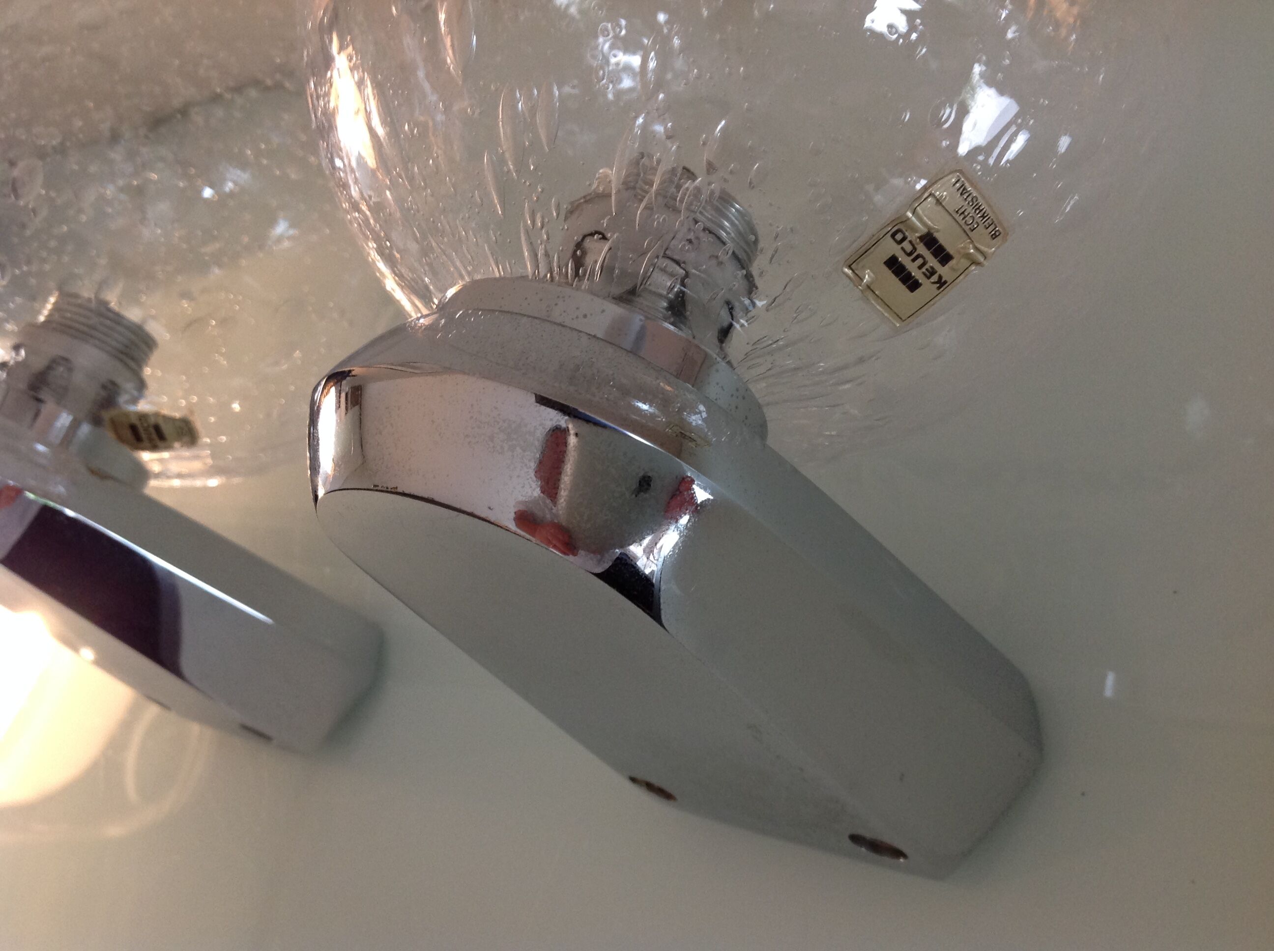 Pair of chrome sconces and crystal globe bubbled by Keuco / vintage 70s