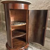Antique French Empire Somno (bedside table) in mahogany with a marble top, circa 1805–1820.