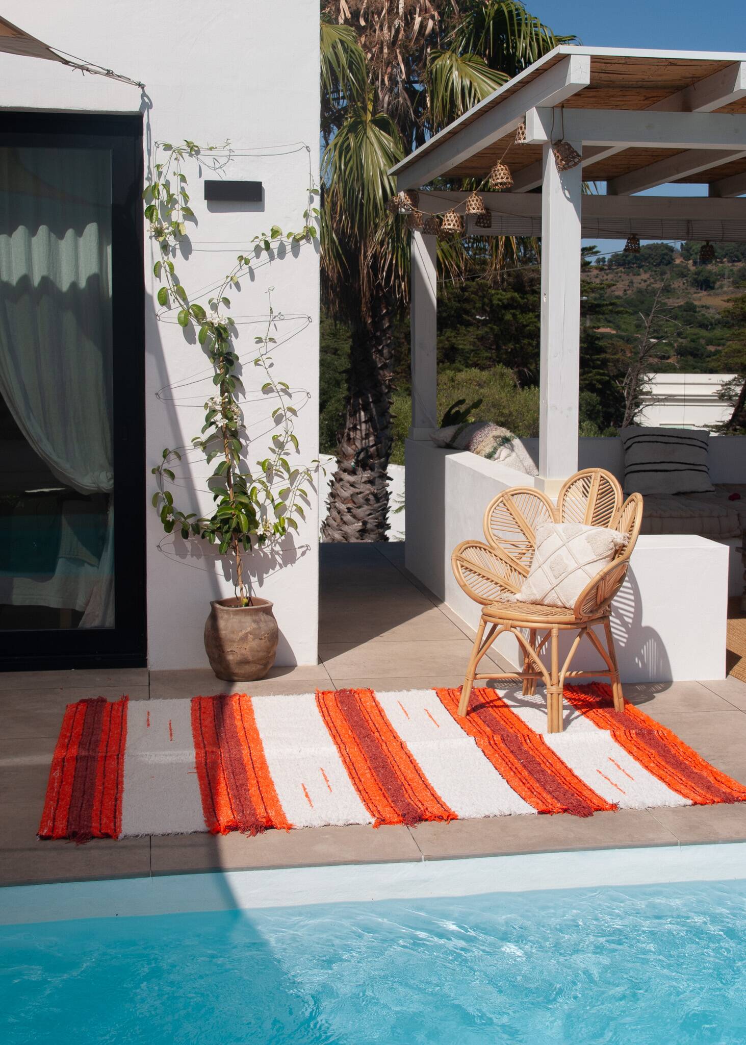 Handmade recycled cotton rug - Orange