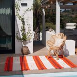 Handmade recycled cotton rug - Orange