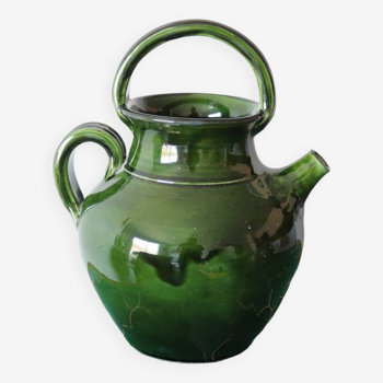 Gargoulette in vintage green enameled stoneware