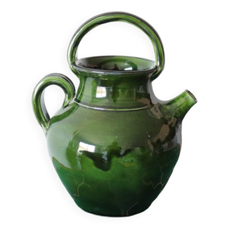 Gargoulette in vintage green enameled stoneware
