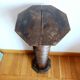 Screw press stool in carved wood