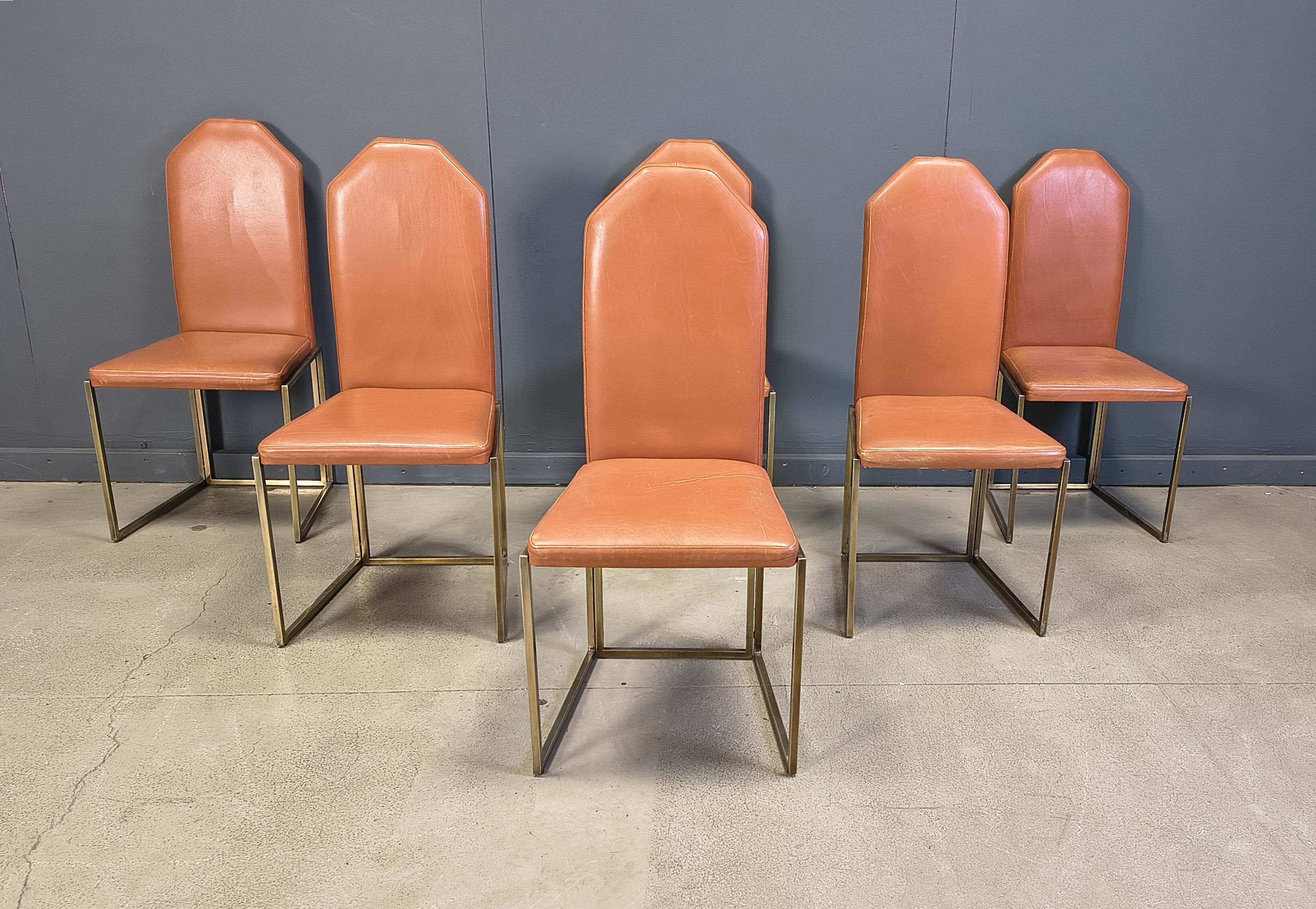 Vintage brass dining chairs by Belgochrom, 1970s