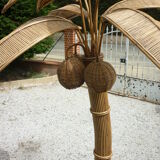 Rattan palm floor lamp by Mario Lopez Torres, 1970