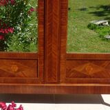 Old wardrobe with marquetry 2 mirror doors