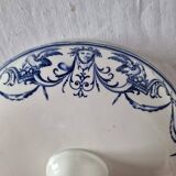 Plat compotier ancien moustiers jules vieillard bourdeux sur socle, fin 19è
