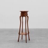 Art Deco tall pedestal in oak with 2 levels, France ca. 1915
