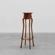 Art Deco tall pedestal in oak with 2 levels, France ca. 1915